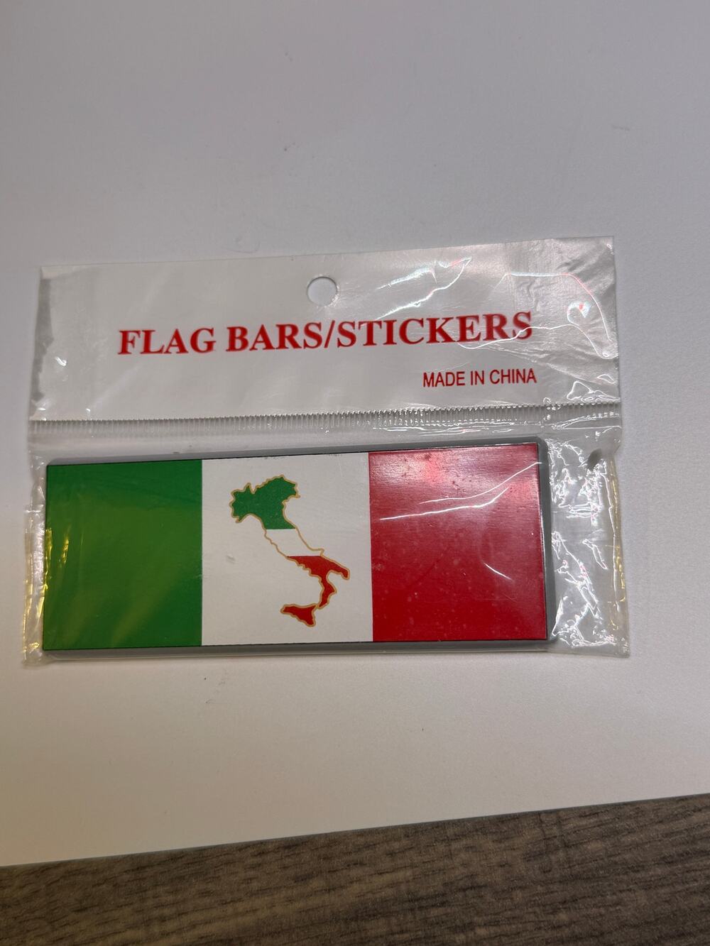 Italy Flag Map Emblem Sticker Tricolor Rectangular Bar in Package